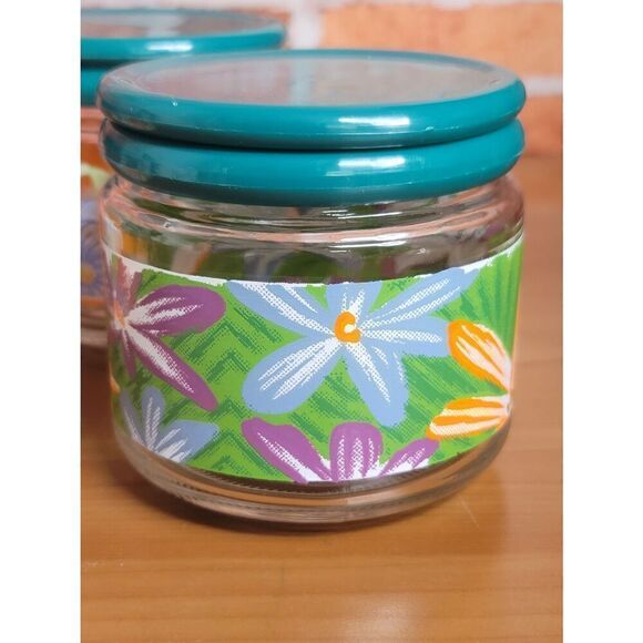 Set of 3 Vintage Glass Floral Canisters - Picture 9 of 10